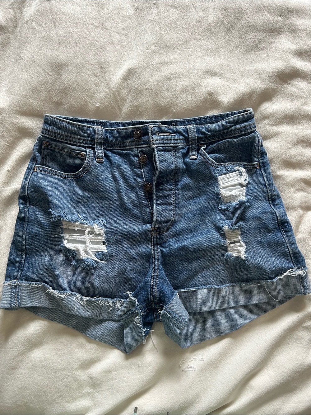 Hollister Distressed High-Rise Jean Shorts